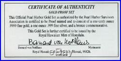 1991 Official Pearl Harbor 50th Anniversary Commemorative Set Gold Silver Bronze