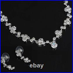 1Ct Simulated Diamond Necklace & Drop Dangal Earrings Set 14K White Gold Plated