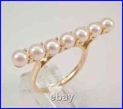 2.00Ct Round Cut Lab-Created Pearl Bar Engagement Ring 14K Yellow Gold Plated