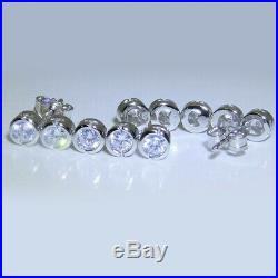 2.50 ct Round Cut Diamond Real 10k White Gold Bezel Set Journey Drop Earrings