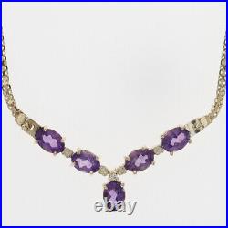 2.98ctw Amethyst and Diamond Prong Set 17.5 Drop Necklace 14k Yellow Gold