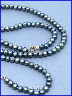 2-Pc. Set 14K Yellow Gold & 5MM Cultured Tahitian Pearl Necklace, Bracelet