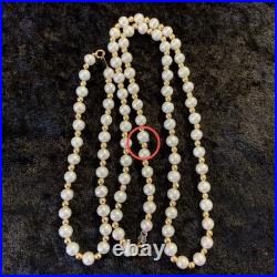 2 Pc Set 14k Yellow Gold Beads Natural Genuine White Pearls Necklace & Bracelet
