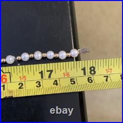 2 Pc Set 14k Yellow Gold Beads Natural Genuine White Pearls Necklace & Bracelet