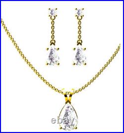2 carat Tear Drop Diamond Necklace 2 carat Diamond Earrings Jewelry 18kt Gold