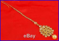 2236 Indian Bollywood Gold Plated Bridal Polki Necklace Set Jewelry