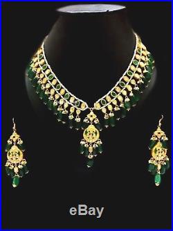 22K Gold kundan Meena Pearl Diamond Polki Emerald One set Necklaces Earring