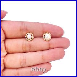 22ct Yellow Gold Round Freshwater Pearl Halo Pendant and Round Earrings Set