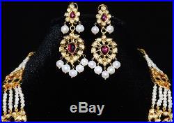 22k 18k Gold Ruby Tourmaline Pearl Diamond Enamel Peacock Necklace Earring Set