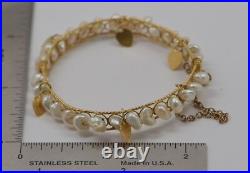 22k Yellow Gold Pearl Set Indian Bracelet