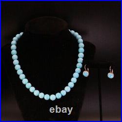 235 Carats 14k Gold Sleeping Beauty Turquoise Bead Necklace Set