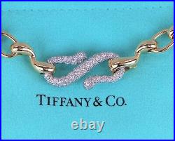 $24,500 Tiffany & Co 18K Yellow Gold Platinum Pave Set Diamond S Drop Necklace