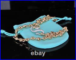 $24,500 Tiffany & Co 18K Yellow Gold Platinum Pave Set Diamond S Drop Necklace