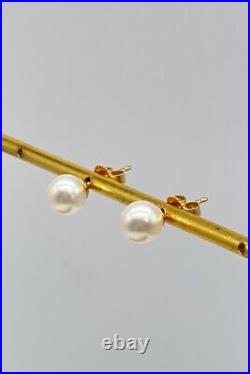$2500 MIKIMOTO Sea Magic 14k Yellow Gold 6.5mm Cultured Pearl Necklace SET