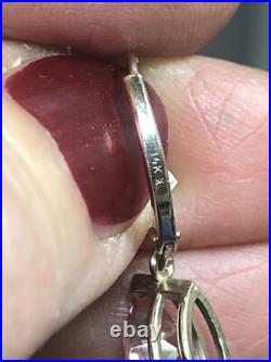 3. 14K Gold Pink Elbaite Tourmaline Drop Stone Leverback Earrings Pendant set