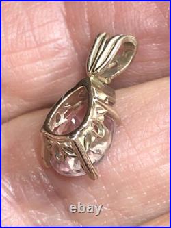 3. 14K Gold Pink Elbaite Tourmaline Drop Stone Leverback Earrings Pendant set