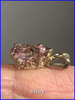 3. 14K Gold Pink Elbaite Tourmaline Drop Stone Leverback Earrings Pendant set