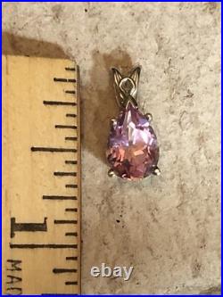 3. 14K Gold Pink Elbaite Tourmaline Drop Stone Leverback Earrings Pendant set