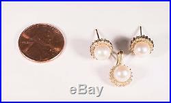 3.4 Gram 14K Yellow Gold Pearl Stud Earrings and Pendant Set