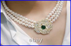3 Strand Natural 7-8mm White Freshwater Pearl Necklace Earrings Bracelet Set