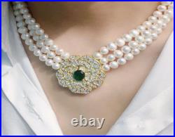 3 Strand Natural 7-8mm White Freshwater Pearl Necklace Earrings Bracelet Set