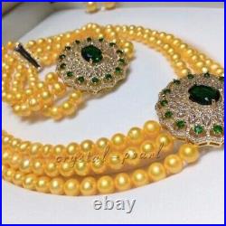 3 layer beautiful 1819 20 AAA south sea golden PEARL NECKLACE bracelets set