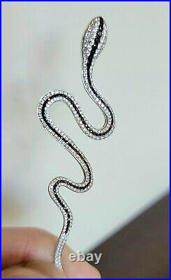 352 VS1 Brilliant & Black SI1 Diamonds Bead Set, 18k 6.8g Wht GOLD Pendant Snake