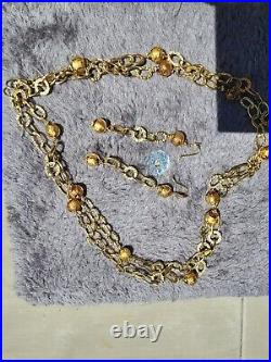 36 Italian Murano Glass Bead 14K yellow gold necklace and earring sets