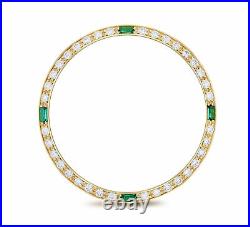 36mm 1ct Bead Set Diamond Bezel 18ky For Rolex Datejust, President With Emeralds