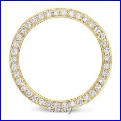 36mm 3ct Pave Bead Set Diamond Bezel 14ky For Rolex Datejust, President Watch