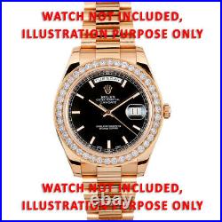 3ct Pave Bead Set Diamond Bezel For Rolex Day Date 40mm 228235 18k Rose Gold