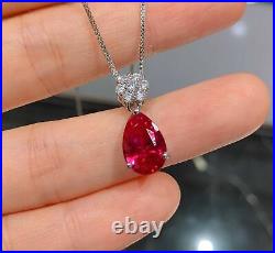 4 Ct Ruby Dangle Earring Drop Necklace Pendant Jewelry Set 10k White Gold Finish