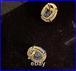 4 Pc Set Necklace & Earrings 14k Yellow Gold & Blue Topaz & Pearl Jewelry Lot