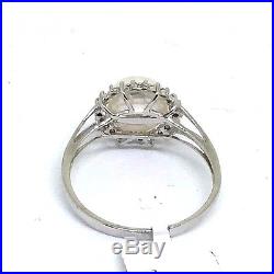 4 Piece Set 14K White Gold Pearl & Diamond Ring, Pendant & Earrings $1130 NWT