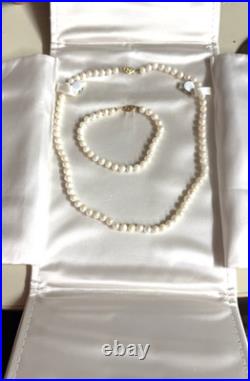 5.5mm 17 Pearl Necklace and 7.5 Bracelet Set with 14k Yellow Gold Clasps