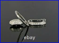 $5,650 18K White Gold Micro Pave Set Round Diamond 2.00ct Drop Dangle Earrings