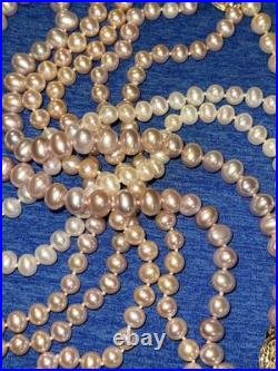 5 Sets of Vintage NATURAL REAL Pearl Necklaces 14k Yellow GOLD Clasp approx 16