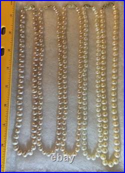 5 Sets of Vintage NATURAL REAL Pearl Necklaces 14k Yellow GOLD Clasp approx 16