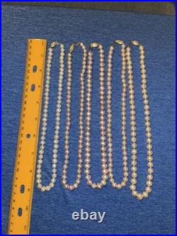 5 Sets of Vintage NATURAL REAL Pearl Necklaces 14k Yellow GOLD Clasp approx 16