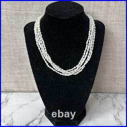 5 Strand Seed Rice Pearl 16 Necklace 6.75 4 Strand Bracelet Set 14K Gold Clasp