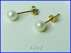 5mm Pearl Necklace, Bracelet and Stud Earrings 14K Yellow Gold