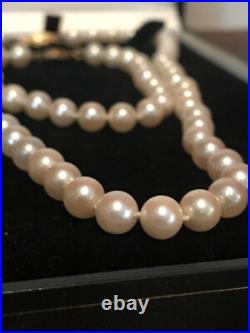 6.5-7mm White Akoya Sea Pearls Necklace Bracelet 14K Yellow Gold Set Appraisal