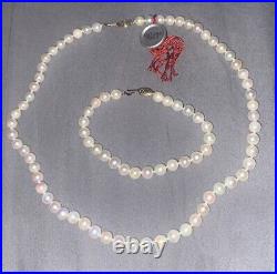 6.5-7mm White Cultured Japanese Pearls 14k Necklace, Bracelet, & Earrings Set