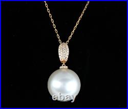 $8,000 18K Yellow Gold 16mm White South Sea Pearl Pave Set Diamond 20'' Necklace