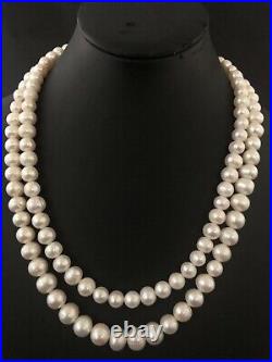 8-10mm Graduated 2 Strand Freshwater Pearl Necklace and Earring Set