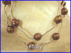 8.5mm Cultured Freshwater Chocolate Pearl Solid 14k Yellow Gold DC Swirl Bar Set
