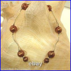 8.5mm Cultured Freshwater Chocolate Pearl Solid 14k Yellow Gold DC Swirl Bar Set