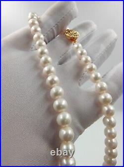 8.5mm White Natural Sea Pearl Necklace Set 14ct Yellow Gold Filled Earrings Ring