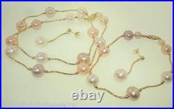 9-10mm Tricolor Cultured Freshwater Pearl Solid 14k Yellow Gold DC Swirl Bar Set 9-10mm Tricolor Cultured Freshwater Pearl Solid 14k Yellow Gold DC Swirl Bar Set