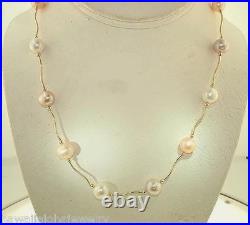 9-10mm Tricolor Cultured Freshwater Pearl Solid 14k Yellow Gold DC Swirl Bar Set 9-10mm Tricolor Cultured Freshwater Pearl Solid 14k Yellow Gold DC Swirl Bar Set